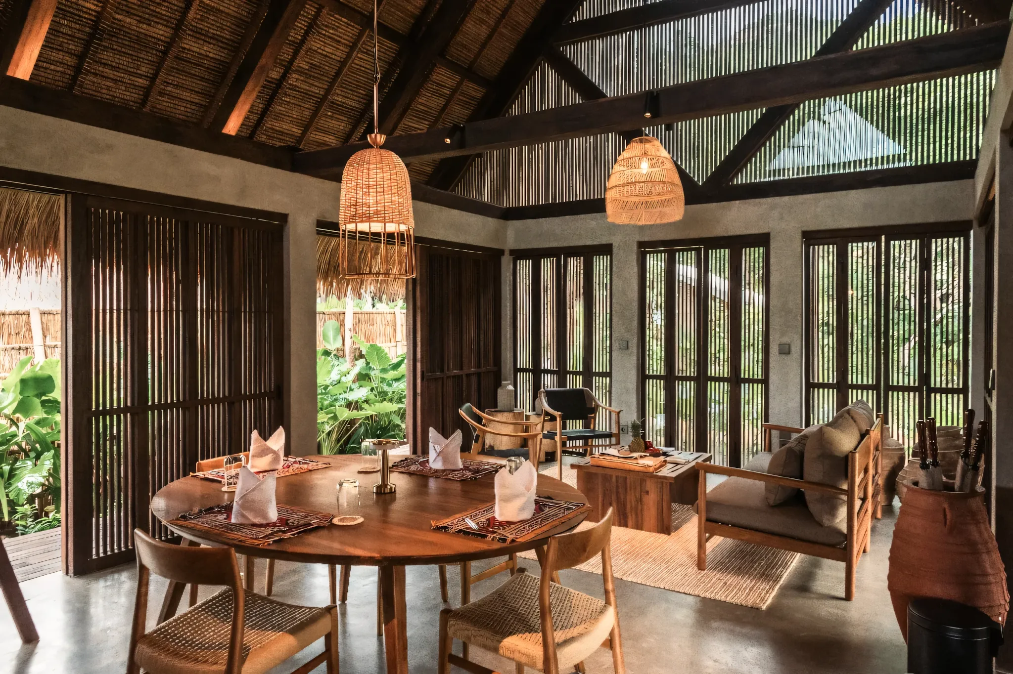Dining pavilion at Tampah Hills, Lombok.