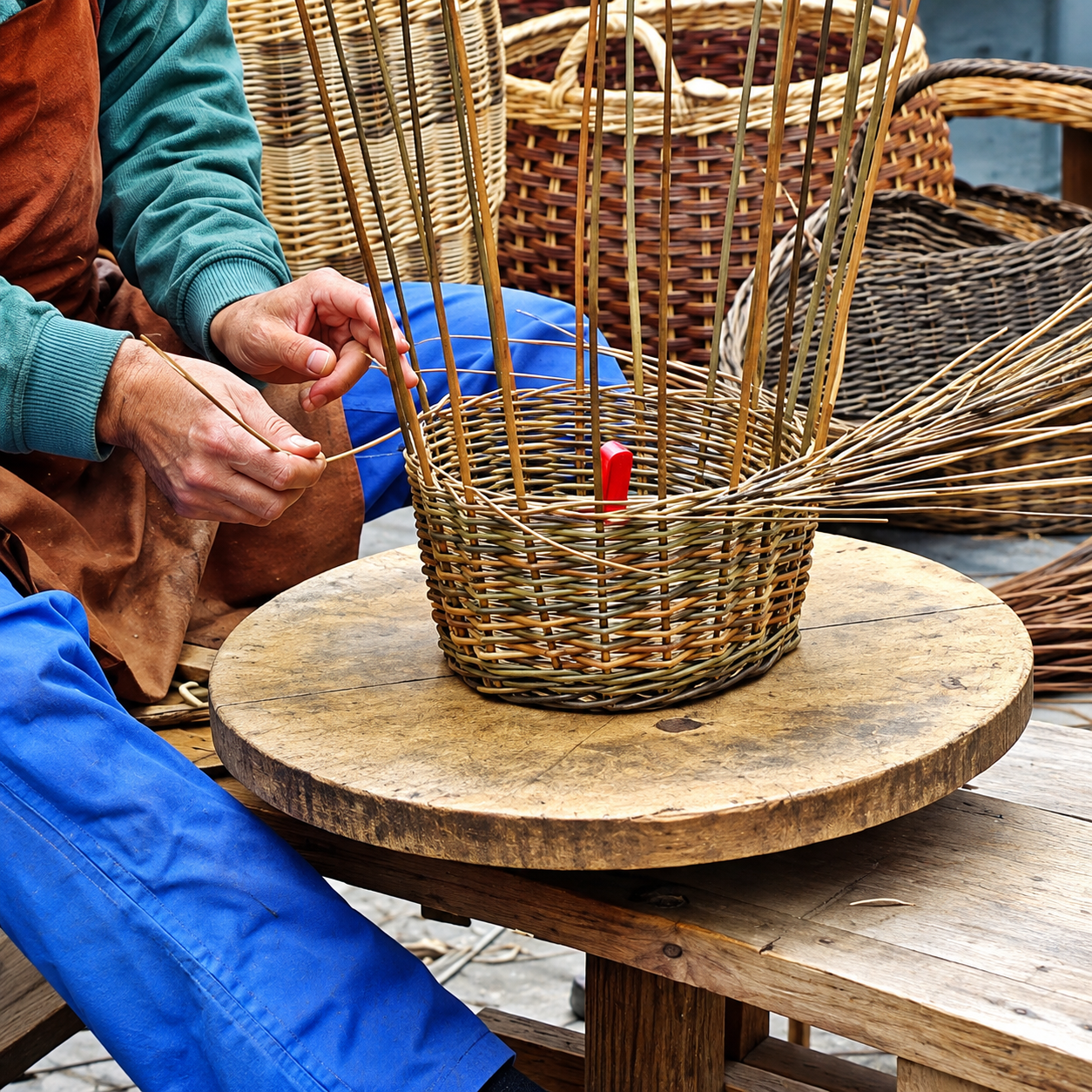 Artisan weaving natural fiber